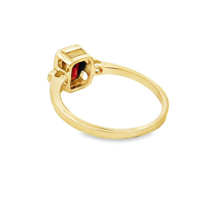 Natural 1.19ct Garnet Diamond Ring 10KT Yellow Gold