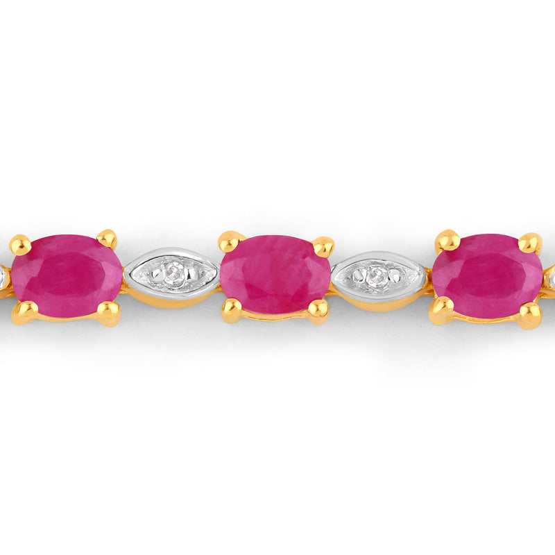 2.01 Carat Genuine Ruby and White Diamond .925 Sterling Silver Bracelet