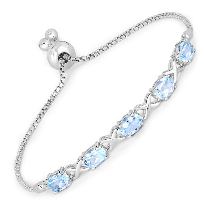 4.75 Carat Genuine Blue Topaz .925 Sterling Silver Bracelet