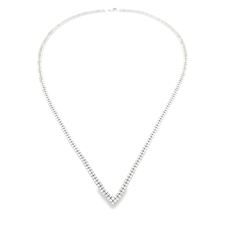 Natural 7.00ct Diamond Tennis Necklace 14KT White Gold