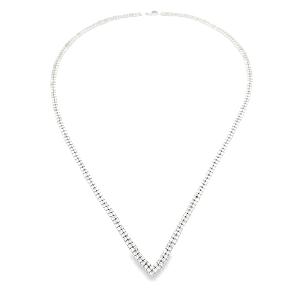 Natural 7.00ct Diamond Tennis Necklace 14KT White Gold