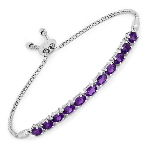 1.98 Carat Genuine Amethyst .925 Sterling Silver Bracelet