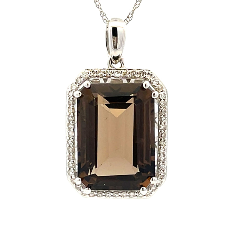 .20ct Quartz Diamond Fashion Pendants 14KT White Gold