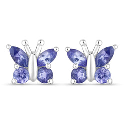 0.96 Carat Genuine Tanzanite .925 Sterling Silver Earrings