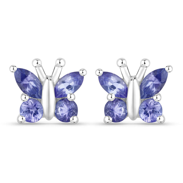 0.96 Carat Genuine Tanzanite .925 Sterling Silver Earrings