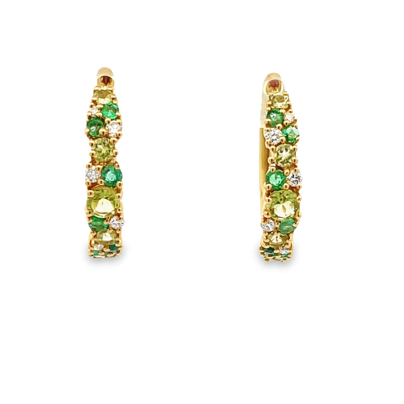 1.21ct Peridot Emerald Hoop Earrings 18KT Yellow Gold