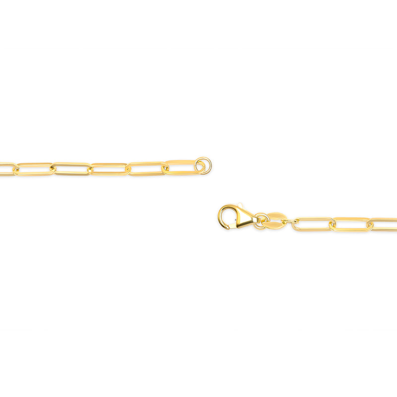 Solid 14K Yellow Gold 2.5mm Paperclip Chain Necklace Unisex 18" Inches