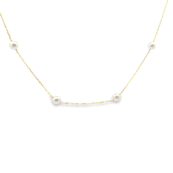 Genuine Akoya Pearl Necklace 14KT Yellow Gold