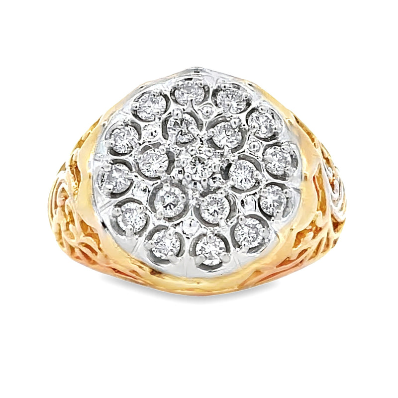 Natural 1.00ct Diamond Mens Ring 10KT Yellow Gold