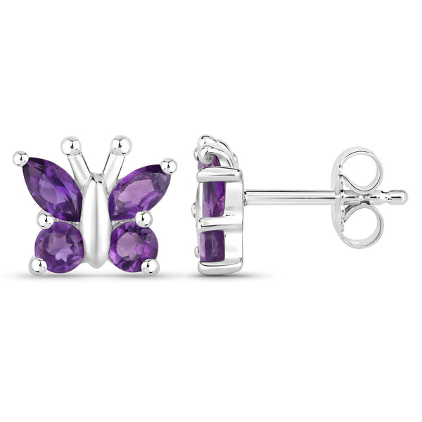 1.00 Carat Genuine Amethyst .925 Sterling Silver Earrings