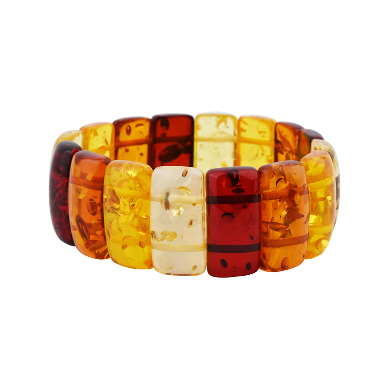 Yellow & Red Amber Swirl Stretch Bracelet