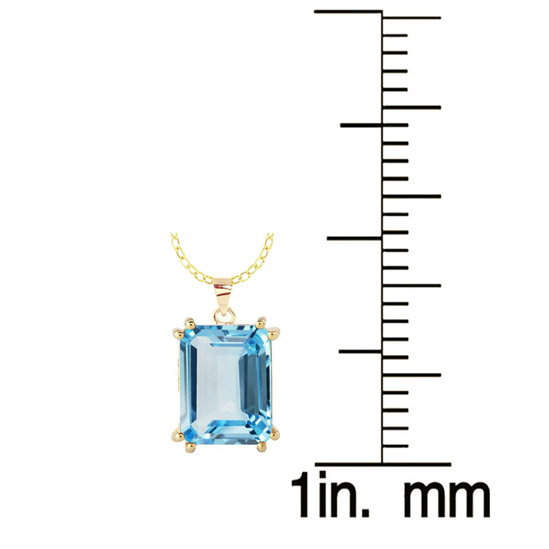 V3 Jewelry 18K Gold Plated with Emerald Cut Sky Blue Topaz Solitaire Pendant with 18" Chain for Women