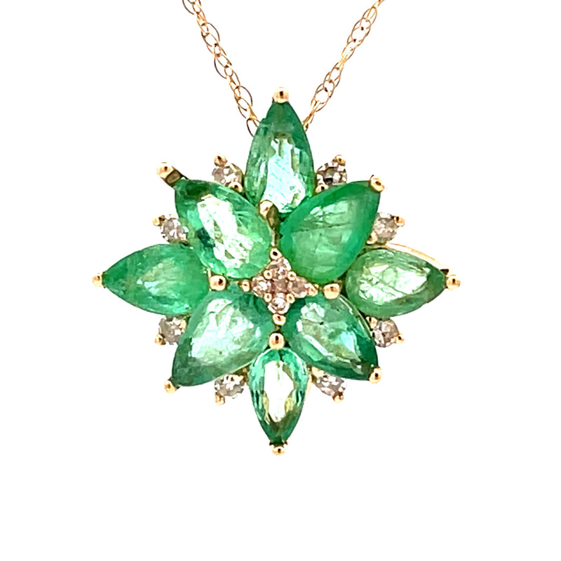 Emerald Diamond Fashion Pendants 14KT Yellow Gold