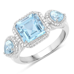 3.81 Carat Genuine Blue Topaz .925 Sterling Silver Ring