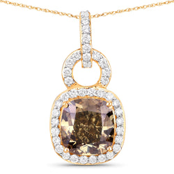 IGI Certified 2.50 Carat Genuine Brown Diamond Center and 0.31cttw White Diamond 18K Yellow Gold Pendant (2.81cttw)