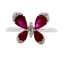 Natural 1.24ct Ruby Diamond Ring 14KT White Gold