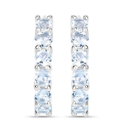 1.44 Carat Genuine Blue Topaz .925 Sterling Silver Earrings