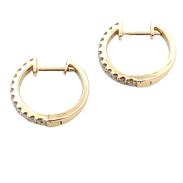 Natural .30ct Diamond Hoop Earrings 14KT Yellow Gold