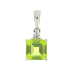 1.01ct Peridot Diamond Fashion Pendants Sterling Silver