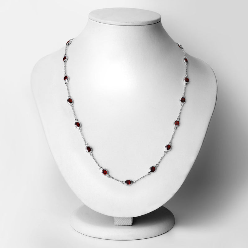 8.10 Carat Genuine Garnet .925 Sterling Silver Necklace