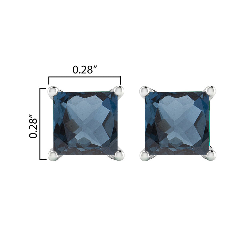 V3 Jewelry 2.75CT Natural London Blue Topaz Sterling Silver Women's Stud Earrings