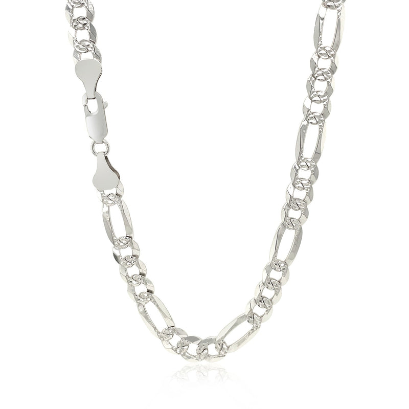 Sterling Silver Rhodium Plated Classic Figaro Chain 6.3mm