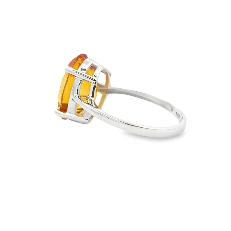 Natural 5.00ct Citrine Ring 14KT White Gold