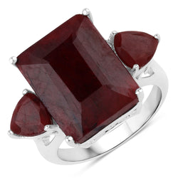 13.82 Carat Dyed Ruby .925 Sterling Silver Ring