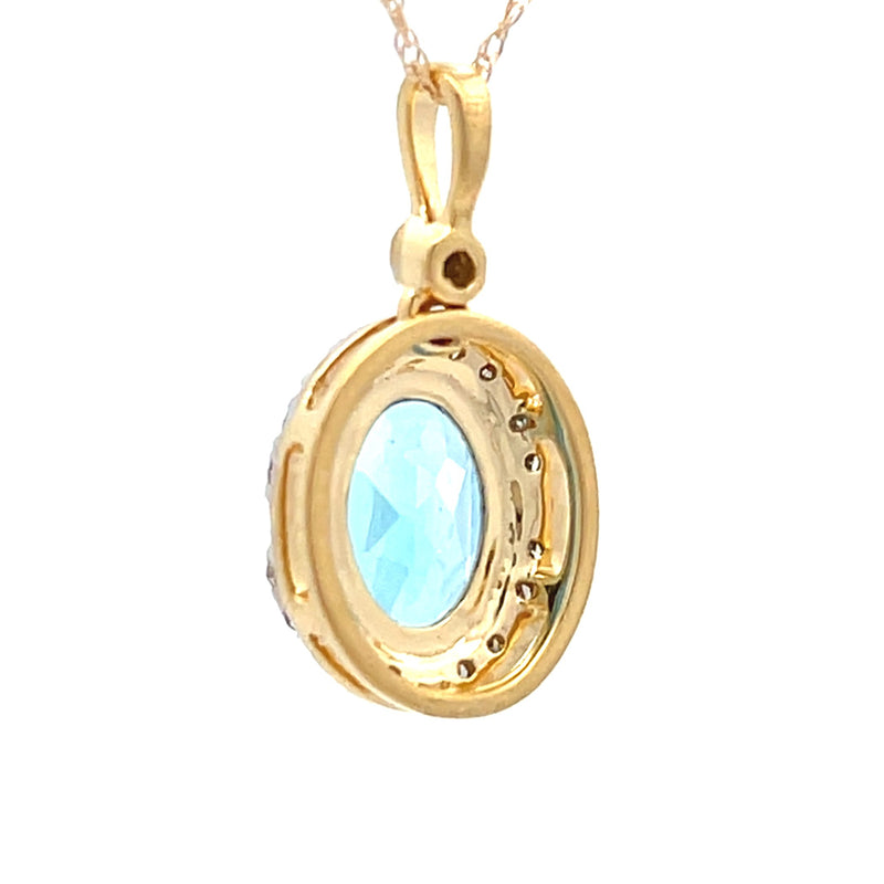 Blue Topaz Diamond Fashion Pendants 10KT Yellow Gold