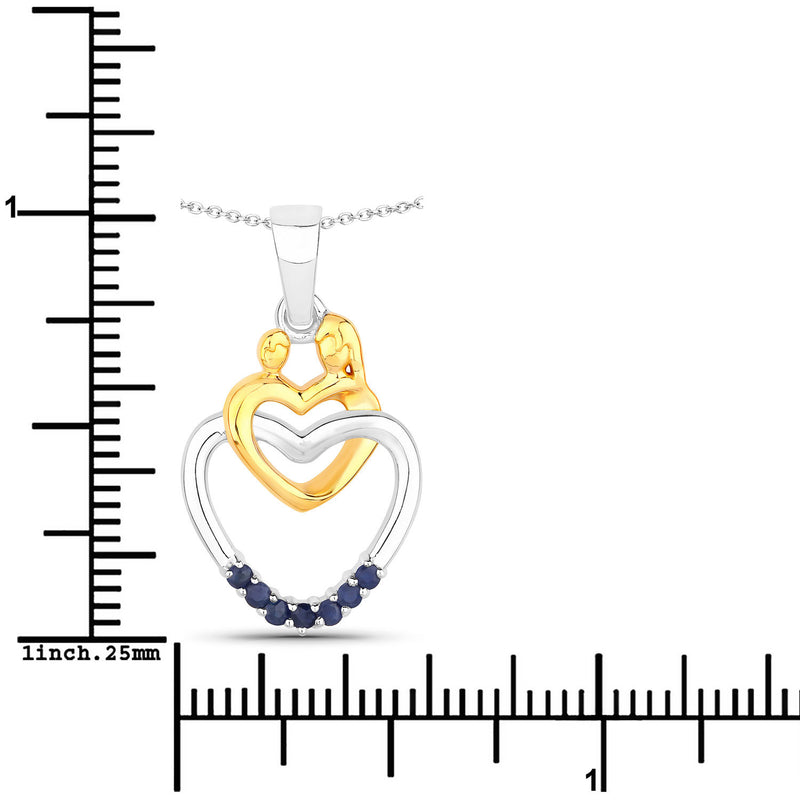 0.14 Carat Genuine Blue Sapphire .925 Sterling Silver Pendant