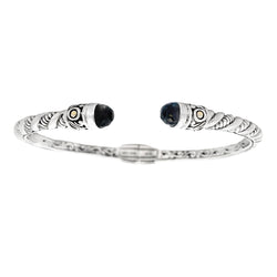 Blue Topaz Bangle Bracelet Sterling Silver 18KT Gold