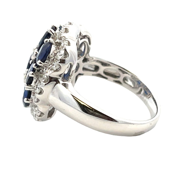 Natural 4.45ct Sapphire Diamond Ring 18KT White Gold