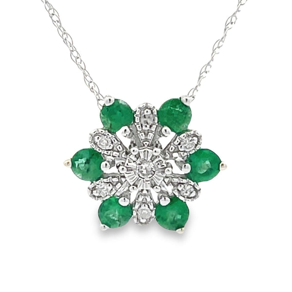 .22ct Emerald Diamond Fashion Pendants 14KT White Gold