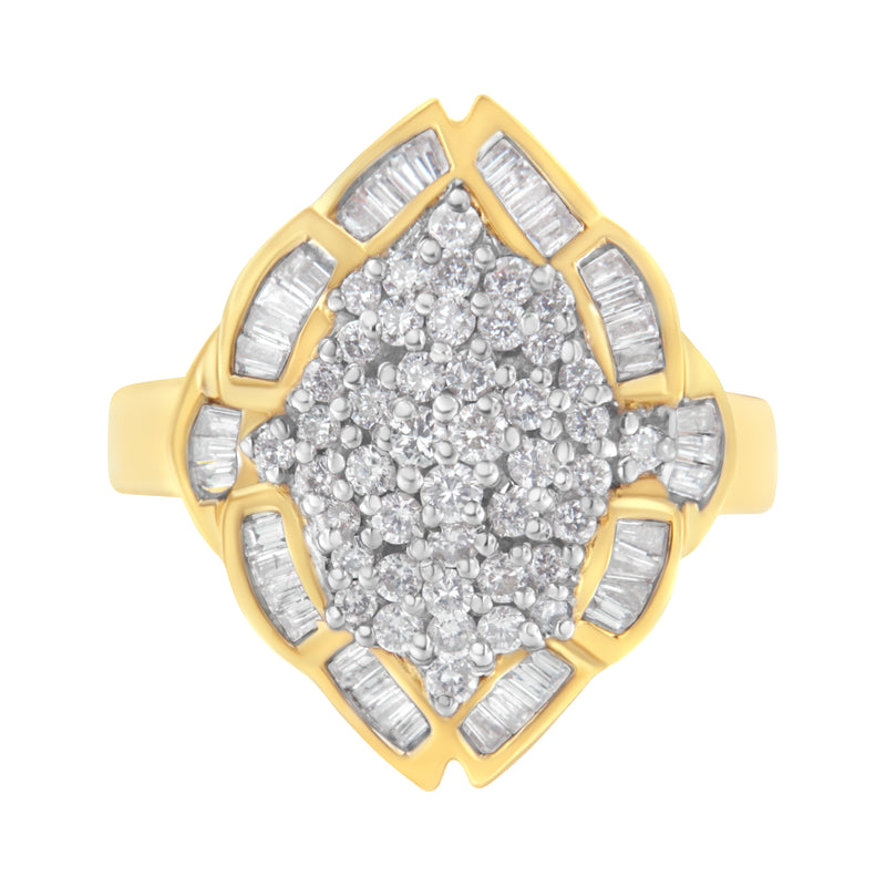 10K Yellow Gold 1ct TDW Diamond Cluster Ring (H-ISI1-SI2)