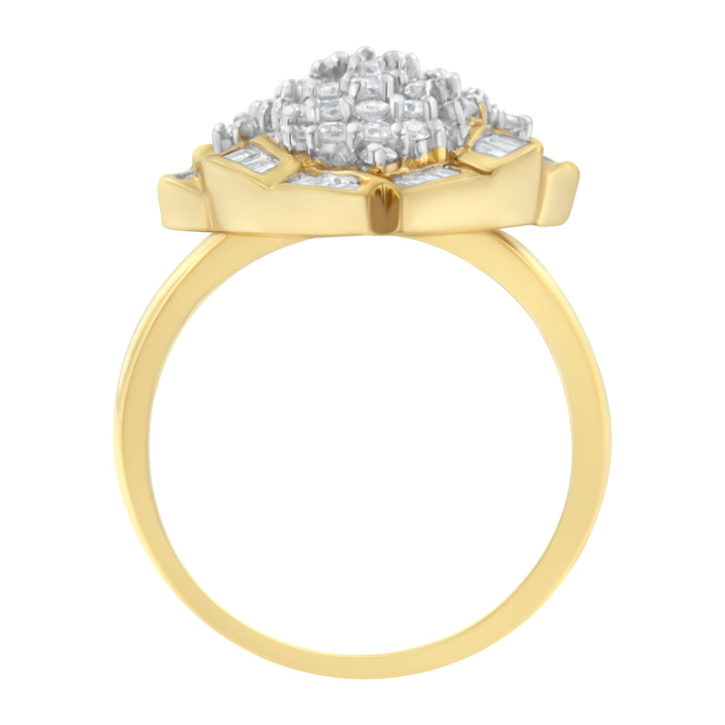 10K Yellow Gold 1ct TDW Diamond Cluster Ring (H-ISI1-SI2)