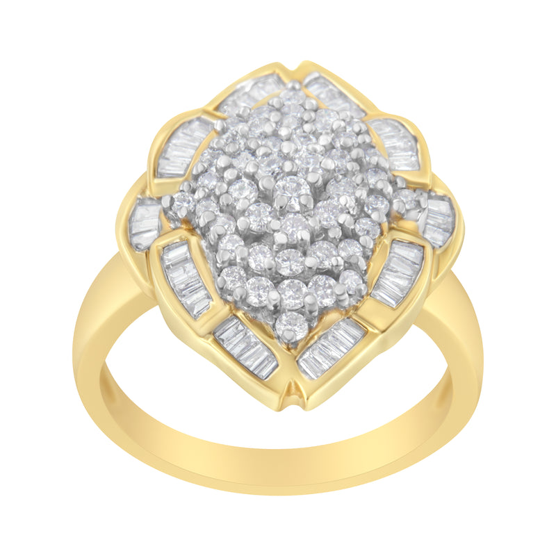 10K Yellow Gold 1ct TDW Diamond Cluster Ring (H-ISI1-SI2)
