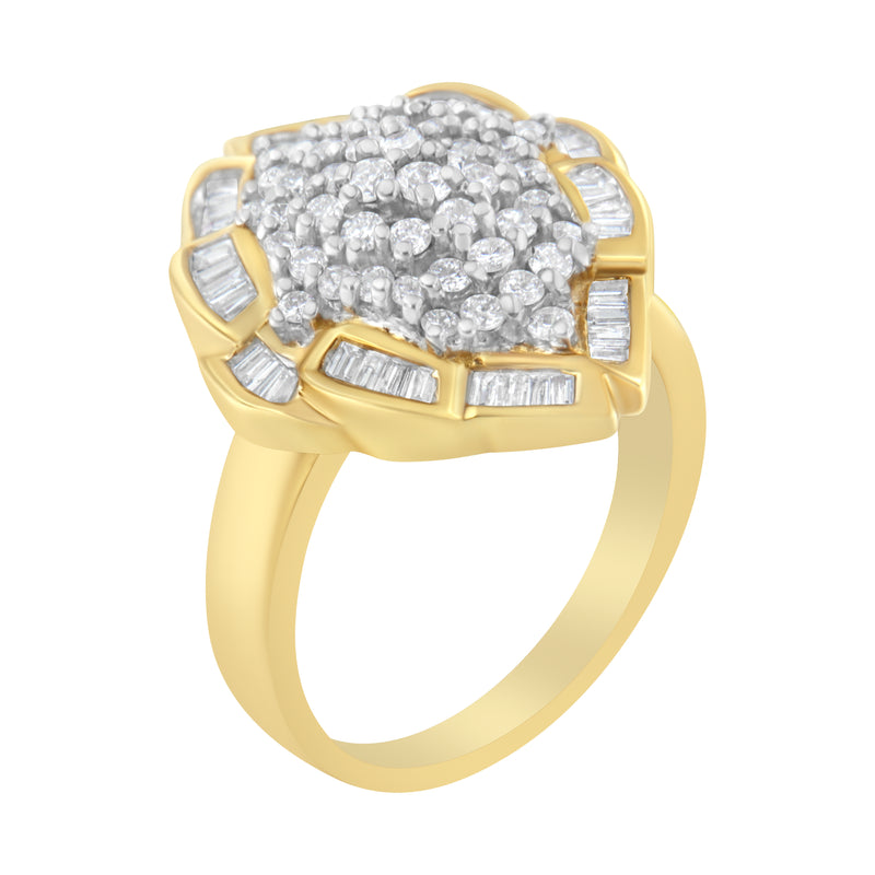 10K Yellow Gold 1ct TDW Diamond Cluster Ring (H-ISI1-SI2)