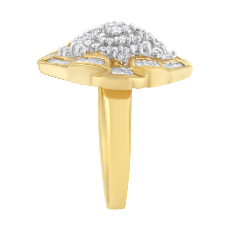 10K Yellow Gold 1ct TDW Diamond Cluster Ring (H-ISI1-SI2)