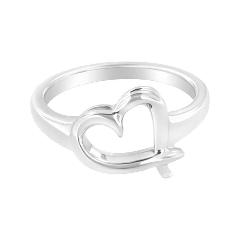 .925 Sterling Silver Heart Carved Promise Ring - Size 8