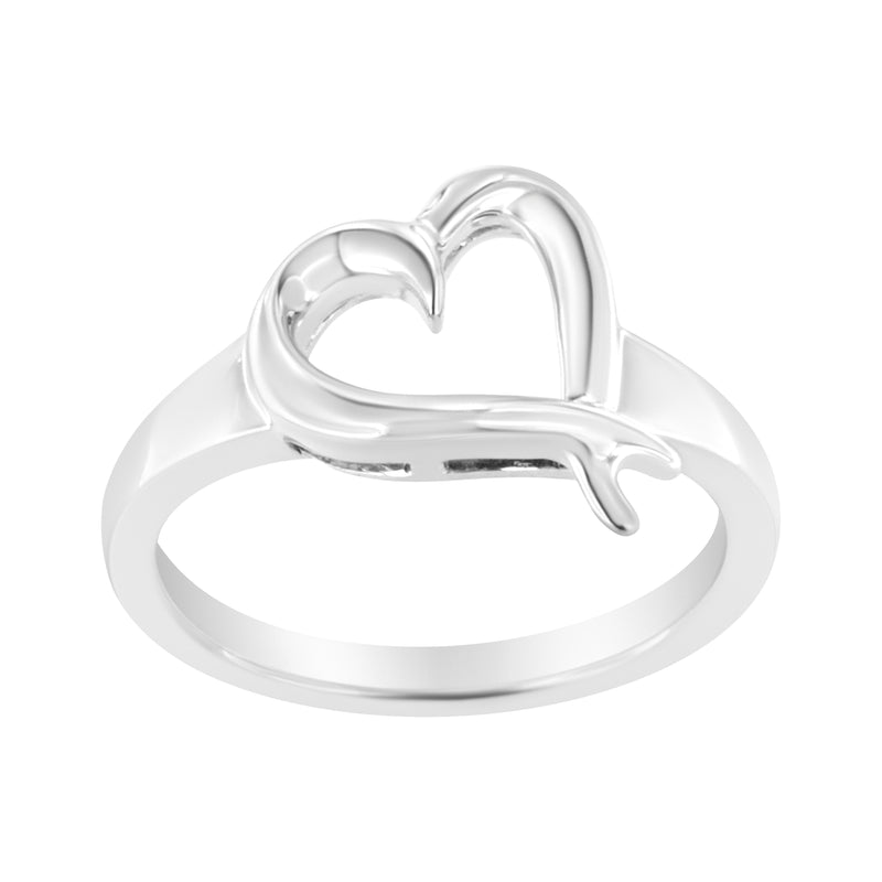 .925 Sterling Silver Heart Carved Promise Ring - Size 8