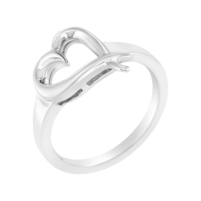 .925 Sterling Silver Heart Carved Promise Ring - Size 8