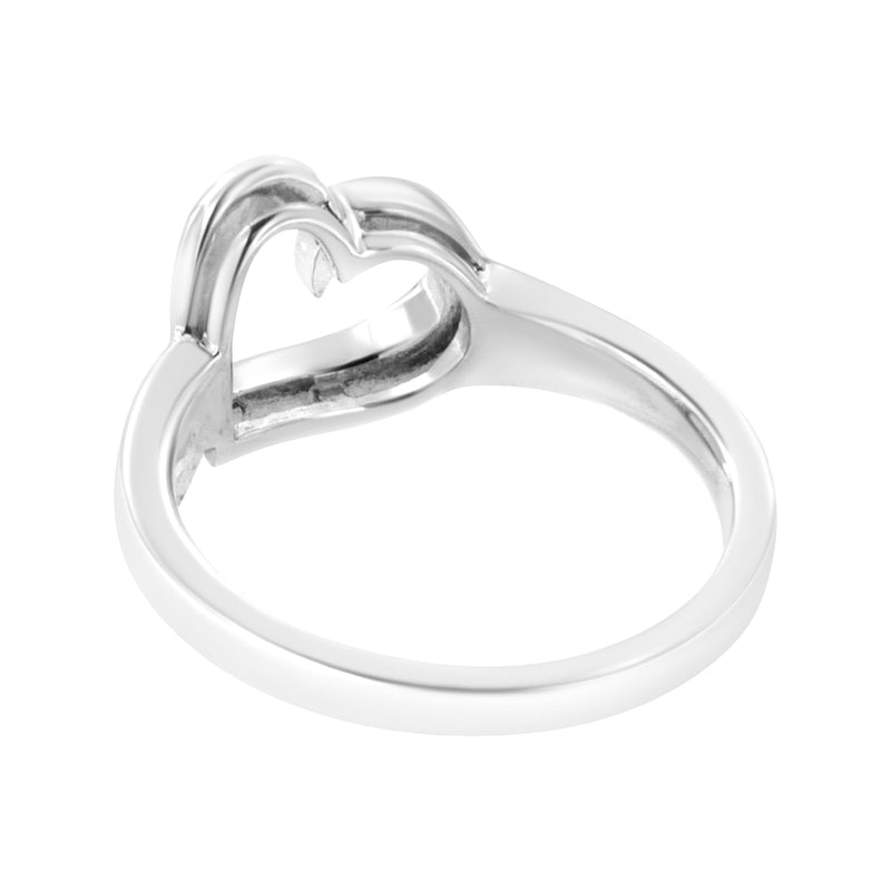 .925 Sterling Silver Heart Carved Promise Ring - Size 8