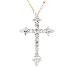 .26ct Diamond Cross Religious Pendant 10KT Yellow Gold