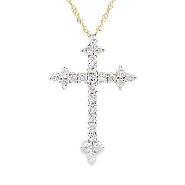 .26ct Diamond Cross Religious Pendant 10KT Yellow Gold