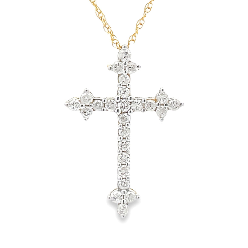 .26ct Diamond Cross Religious Pendant 10KT Yellow Gold