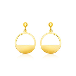 14k Yellow Gold Half Open Circle Earrings