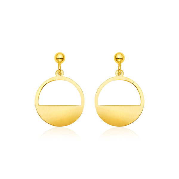 14k Yellow Gold Half Open Circle Earrings