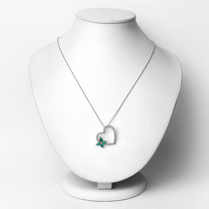 0.46 Carat Genuine Emerald and Created White Sapphire .925 Sterling Silver Pendant