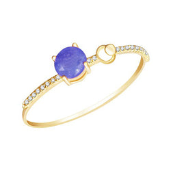 Gold-Tone Bangle Bracelet with 10mm Blue Corundum and Cubic Zirconia