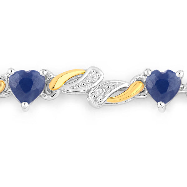 1.09 Carat Genuine Blue Sapphire and White Sapphire .925 Sterling Silver Bracelet